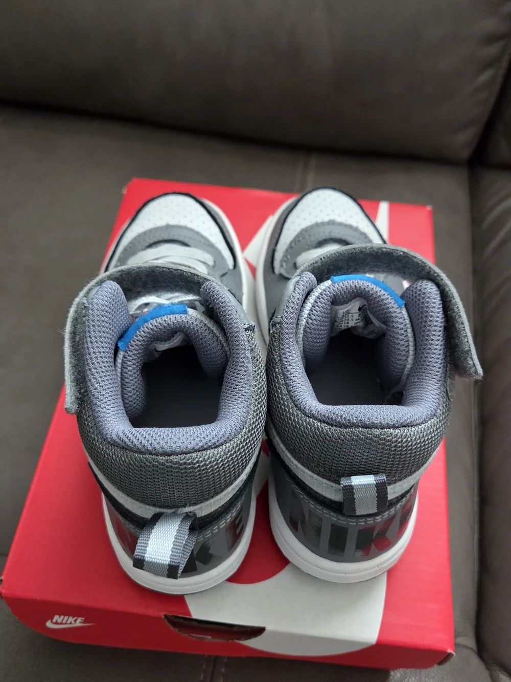 Nike Kids Gray, White and Black High-Top Sneakers